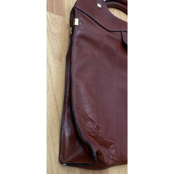 Vintage Leather School Florence Retro Handbag Purse Red Leather - Picture 3 of 12